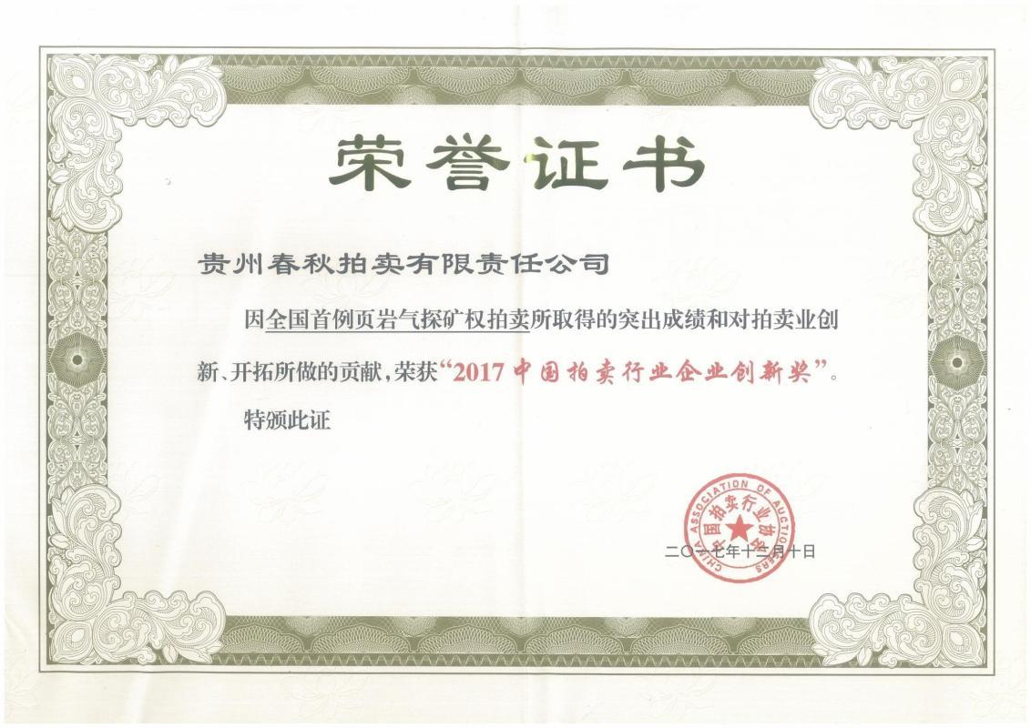 2017年企业创新奖 